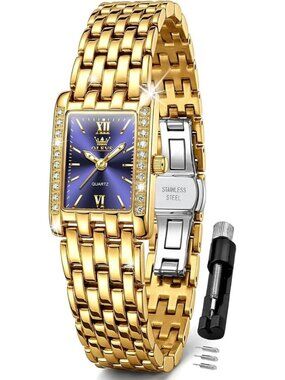 Women's Gold band / Purple dial Diamond Fashion Elegant Chronograph Wristwatch